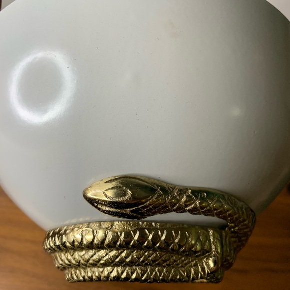 Other - White Decorative bowl with gold snake base